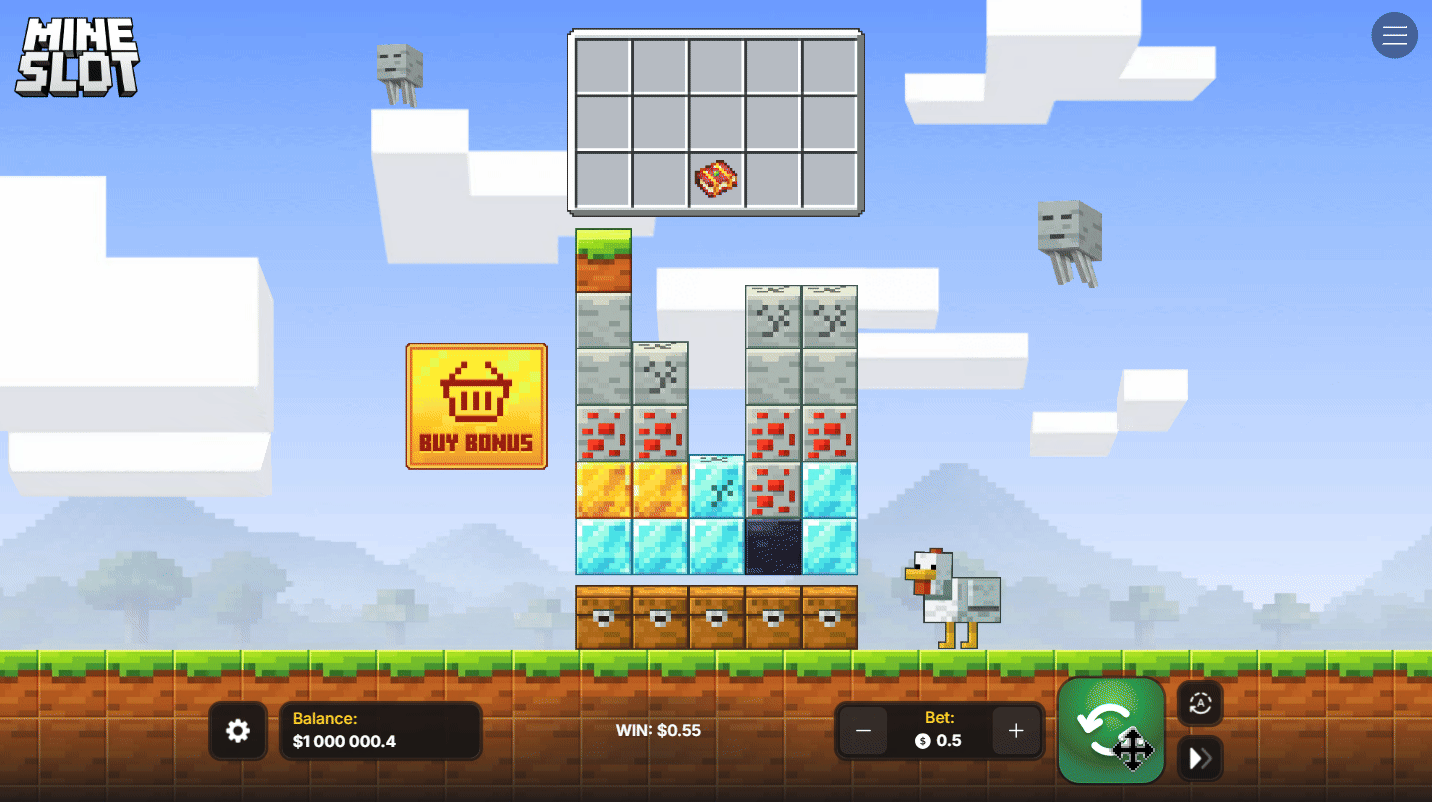 Mine Slot — слот майнкрафт: шахта, блоки и сундуки